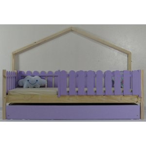 Bicama Infantil Solteiro Base Moldura Colorida Madeira Maciça Pinus Grade Cercadinho