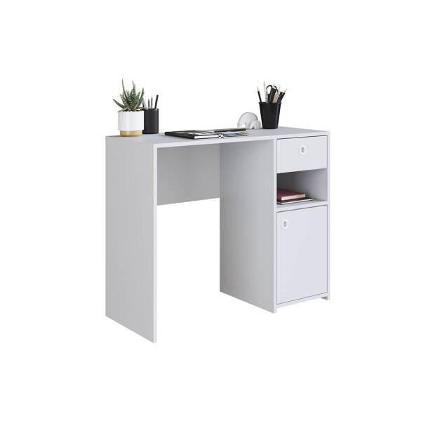 Escrivaninha Home Office Compacta 90cm com Porta e Gaveta Coimbra Es908 Art In Móveis - Branco - 2