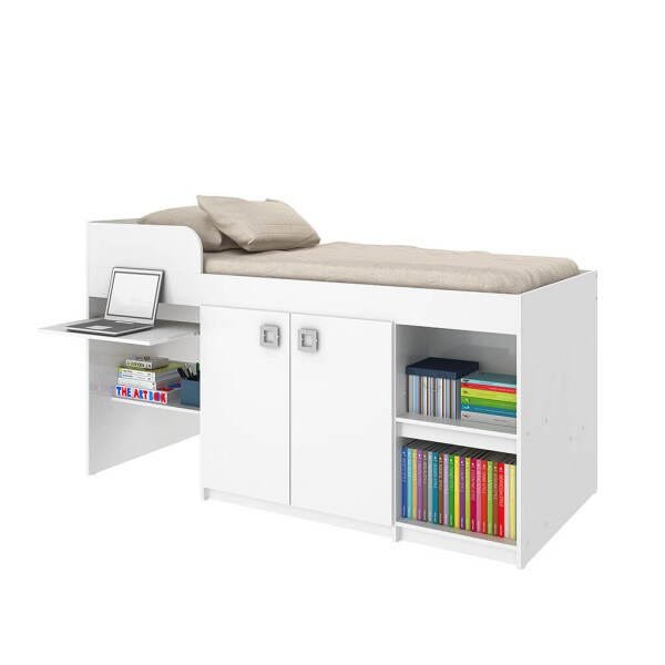 Cama Multifuncional com Escrivaninha Embaixo Branca Lilies Móveis ...