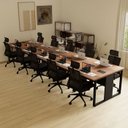 Ver imagem 1 de Plataforma de Trabalho 10 Lugares 4,50m Pé Metal Nogal Pr F5