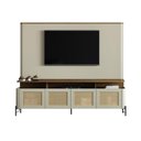 Ver imagem 2 de Rack com Painel Porta Sextava 180cm Pés em Metal 100% Mdf Cor:louro e Luna com Preto