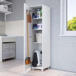 Armário Multiuso para Lavanderia com 1 Porta Branco Lilies Móveis - 1