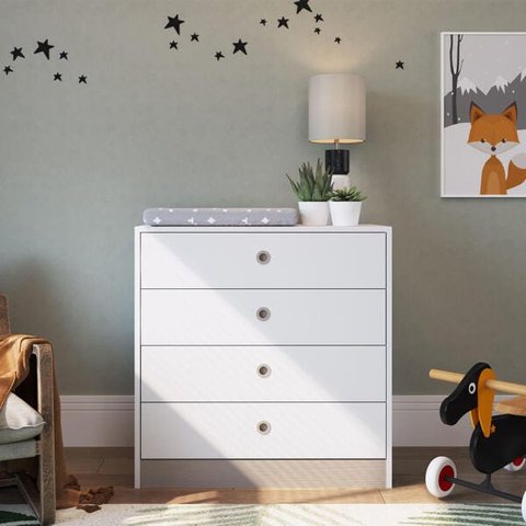 Cômoda Infantil Amore 73cm 04 Gavetas Cd040 Meu Fofinho - Branco