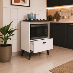 Balcão para Cooktop e Forno 60cm com Porta Basculante Bogotá BL060 Art In Móveis - Branco - 3 Balcão para Cooktop e Forno 60cm com Porta Basculante Bogotá BL060 Art In Móveis - Branco - 3