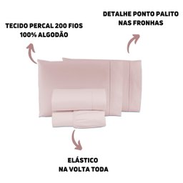 Lençol Queen Elástico Algodão Jogo Completo 4 Peças Premium - 3