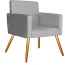Ver imagem 1 de Poltrona Cadeira Decorativa Beatriz Suede Cinza para Escritório Sala de Estar Recepção Quarto Pés Pa