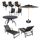 Ver imagem 1 de Kit Amélia Móveis Piscina Mesa 5 Cadeiras Área Externa 2 Espreguiçadeiras Aluminio Ombrelone Preto