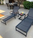 Ver imagem 2 de Kit Amélia Móveis Piscina Mesa 5 Cadeiras Área Externa 2 Espreguiçadeiras Aluminio Ombrelone Preto