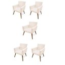 Ver imagem 1 de Kit 5 Poltrona Cadeira Decorativa Nina Suede Bege para Escritório Sala de Estar Recepção Quarto Pés