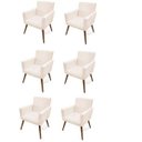 Ver imagem 1 de Kit 6 Poltrona Cadeira Decorativa Alice Suede Bege para Escritório Sala de Estar Recepção Quarto Pés