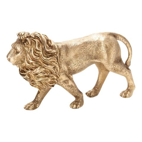 Decoração Escultura Leão Dourado em Poliresina Mart 14891