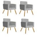 Ver imagem 1 de Kit 4 Poltrona Cadeira Decorativa Beatriz Suede Cinza para Escritório Sala de Estar Recepção Quarto
