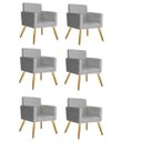 Ver imagem 1 de Kit 6 Poltrona Cadeira Decorativa Beatriz Suede Cinza para Escritório Sala de Estar Recepção Quarto