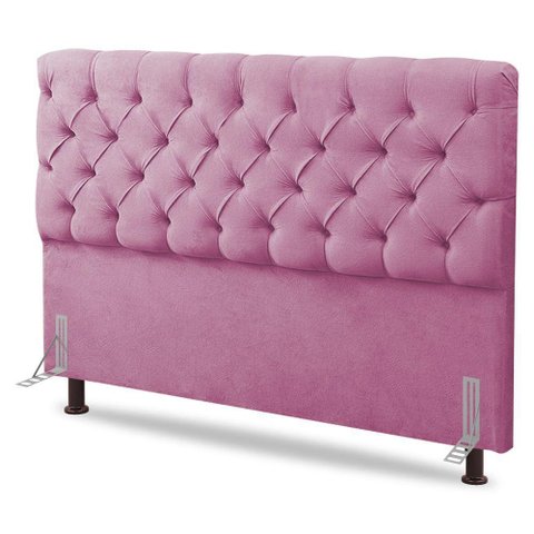 Cabeceira Cama Box Casal Queen Size Lylla 160cm Capitonê com Frame Suede Rosa - Abmaza