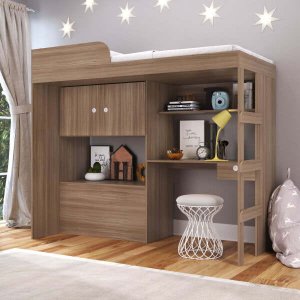 Cama Alta com Baú e Escrivaninha Integradas Lion Montana Cm9090 Art In Móveis