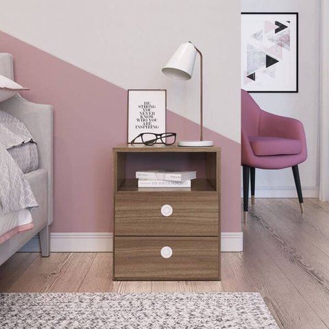 Mesa de Cabeceira Tokio 38cm com 02 Gavetas e 01 Nicho Cr410 Art In Móveis - Montana