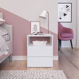 Mesa de Cabeceira Tokio 38cm com 02 Gavetas e 01 Nicho Cr410 Art In Móveis - Branco - 1