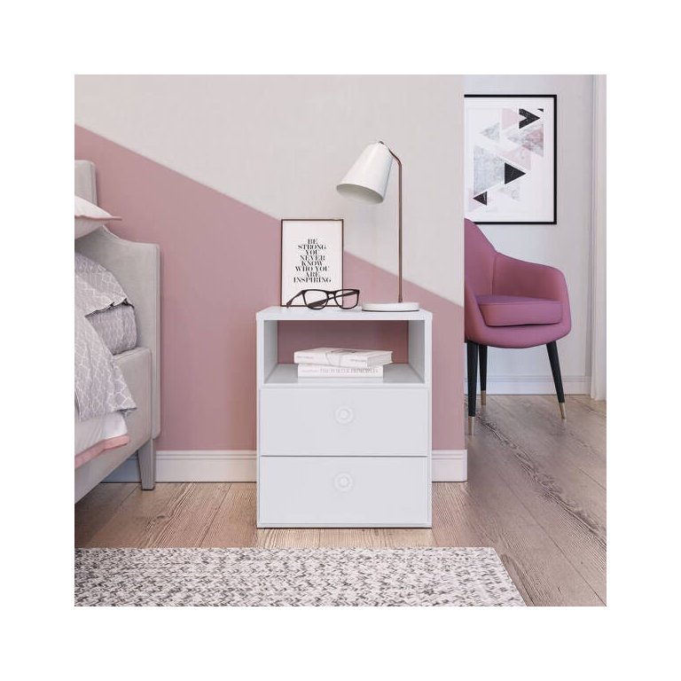 Mesa de Cabeceira Tokio 38cm com 02 Gavetas e 01 Nicho Cr410 Art In Móveis - Branco