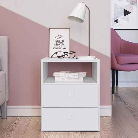 Mesa de Cabeceira Tokio 38cm com 02 Gavetas e 01 Nicho CR410 Art In Móveis - Branco