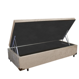 Cama Box Baú Solteiro Premium AColchões Suede Bege - 1