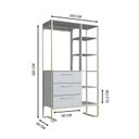 Ver imagem 3 de Conjunto Quarto Industrial Closet, Sapateira, Cômoda e Mesa de Cabeceira Cinza/Arena/Champagne