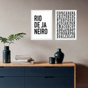 Ver imagem 1 de Kit 2 Quadros Minimalistas Rio de Janeiro - Caça Palavras 24x18cm:moldura Branca