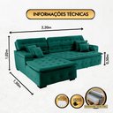 Ver imagem 3 de Sofá Orlando 2.20x1.50m com Chaise, Retrátil e Reclinável - Verde