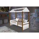 Ver imagem 1 de Cama Casa Branco Mel Com Cordão De Luzes Led Com Colchão