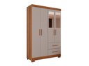 Ver imagem 1 de Guarda-roupa Solteiro 4 Portas 2 Gavetas Estrela Premium com Espelho Salleto Cinamomo/off White