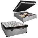 Ver imagem 1 de Cama Box Baú Casal Suede + Colchão Ortobom Iso Dupla Face 138x188x60 Cor:cinza