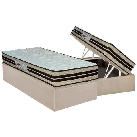 Cama Box Baú Solteiro: Colchão Espuma D45 Paropas Ag65 Confort New + Base Crc Suede Clean (88x188)