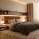 Ver imagem 2 de Cabeceira de Couro Legítimo Suspensa Cama Casal Evoa Yescasa Marrom Conhaque