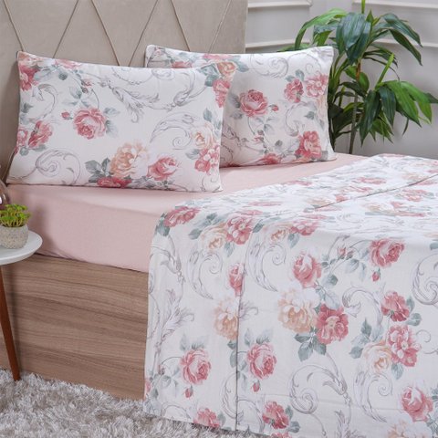 Jogo de Cama Queen 4 Peças 150 Fios Extra Macio 100% Algodão