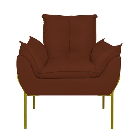 Poltrona Sofá Reforçada Base Metal Dourada Amamentação Cor:terracota