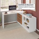 Ver imagem 7 de Mesa Escrivaninha com Cômoda com 3 Gavetas e 2 Nichos American Branco/com Freijó