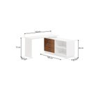 Ver imagem 3 de Mesa Escrivaninha com Cômoda com 3 Gavetas e 2 Nichos American Branco/com Freijó