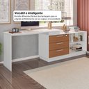 Ver imagem 6 de Mesa Escrivaninha com Cômoda com 3 Gavetas e 2 Nichos American Branco/com Freijó