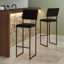 Ver imagem 1 de Banqueta Alta com Encosto Nina Industrial para Cozinha Bar Bancada Assento Corino - Preto/preto