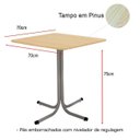 Ver imagem 2 de Mesa de Jantar Quadrada 70cm Cinza Tampo Madeira Pinus