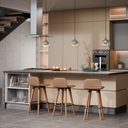 Ver imagem 1 de Kit 2 Banqueta Línea Linho P/ Cozinha Madeira Maciça Natural