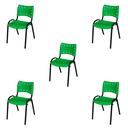 Ver imagem 1 de Kit 5 Cadeira ISO Tubo Oblongo Aço Industrial Empilhavel - Verde