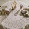 Toalha de Mesa Redonda 8 Lugares Renda Arabesco 180cm Marfim - 3