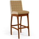 Ver imagem 3 de Kit 03 Banquetas Altas Para Cozinha Sala de Jantar Fixa Mila B04 Linho Bege Escuro - Lyam Decor