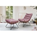 Ver imagem 2 de Poltrona Costela com Puff Eva Preto Mad - Suede Rose - Jotabe