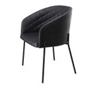 Ver imagem 5 de Kit com 2 Poltronas Laura com Base Fixa em Aço Carbono Preto Fosco – Exclusiva Courino Durango Preto
