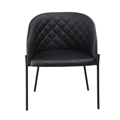 Kit com 2 Poltronas Laura com Base Fixa em Aço Carbono Preto Fosco – Exclusiva Courino Durango Preto