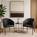 Ver imagem 2 de Kit com 2 Poltronas Laura com Base Fixa em Aço Carbono Preto Fosco – Exclusiva Courino Durango Preto