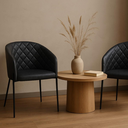 Ver imagem 6 de Kit com 2 Poltronas Laura com Base Fixa em Aço Carbono Preto Fosco – Exclusiva Courino Durango Preto