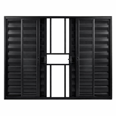 Janela de Correr Alumínio Preto 06F Veneziana c/Grade Classic - 100x150