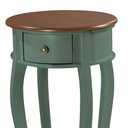 Ver imagem 2 de Mesa Lateral Redonda com 1 Gaveta e Prateleira 1035 Linz Móveis - Verde Musgo/imbuia Glazer